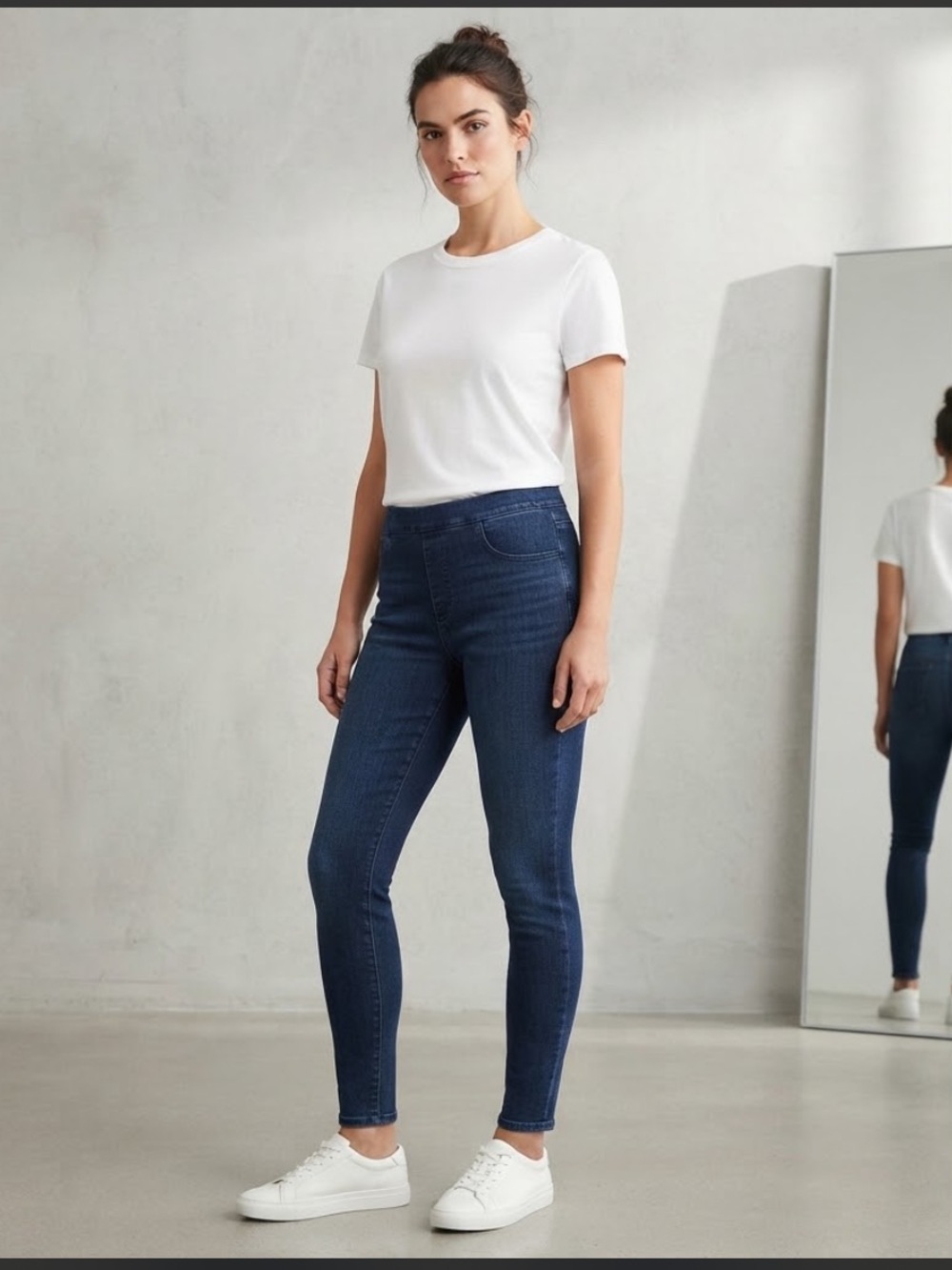 Spanx Denim Leggings Womens Large Dark Wash Pull On Skinny Jeans Style 20018R